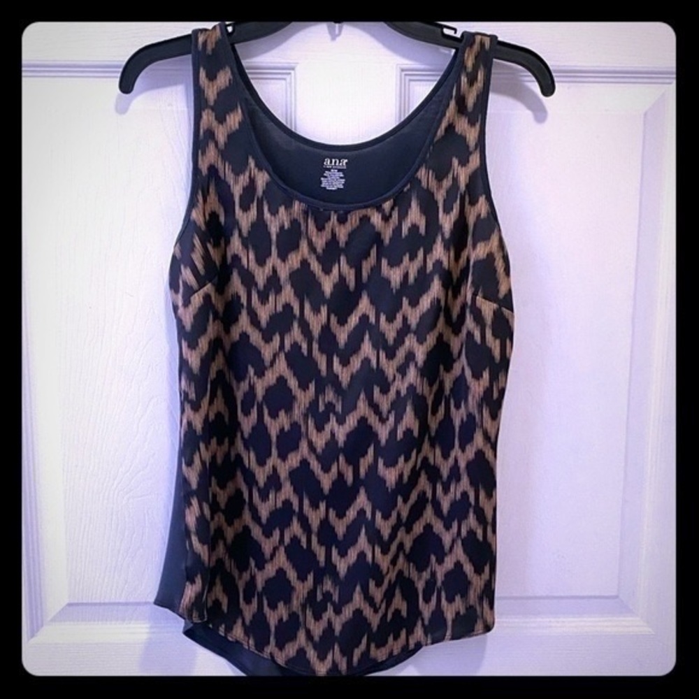 a.n.a Black and Tan Patterned Tank Top